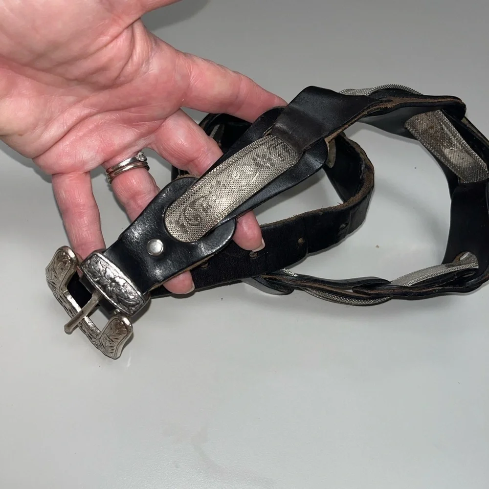 Source Unknown Black Belt with Ornate Silver Buckle